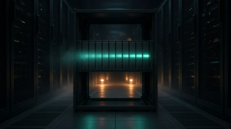 Abstract server racks representing an open source AI inference engine