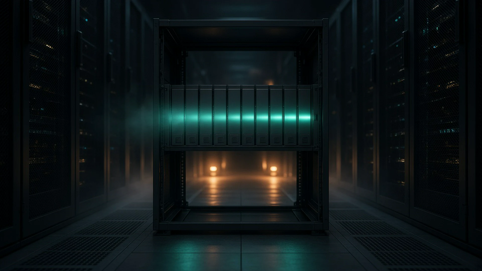 Abstract server racks representing an open source AI inference engine