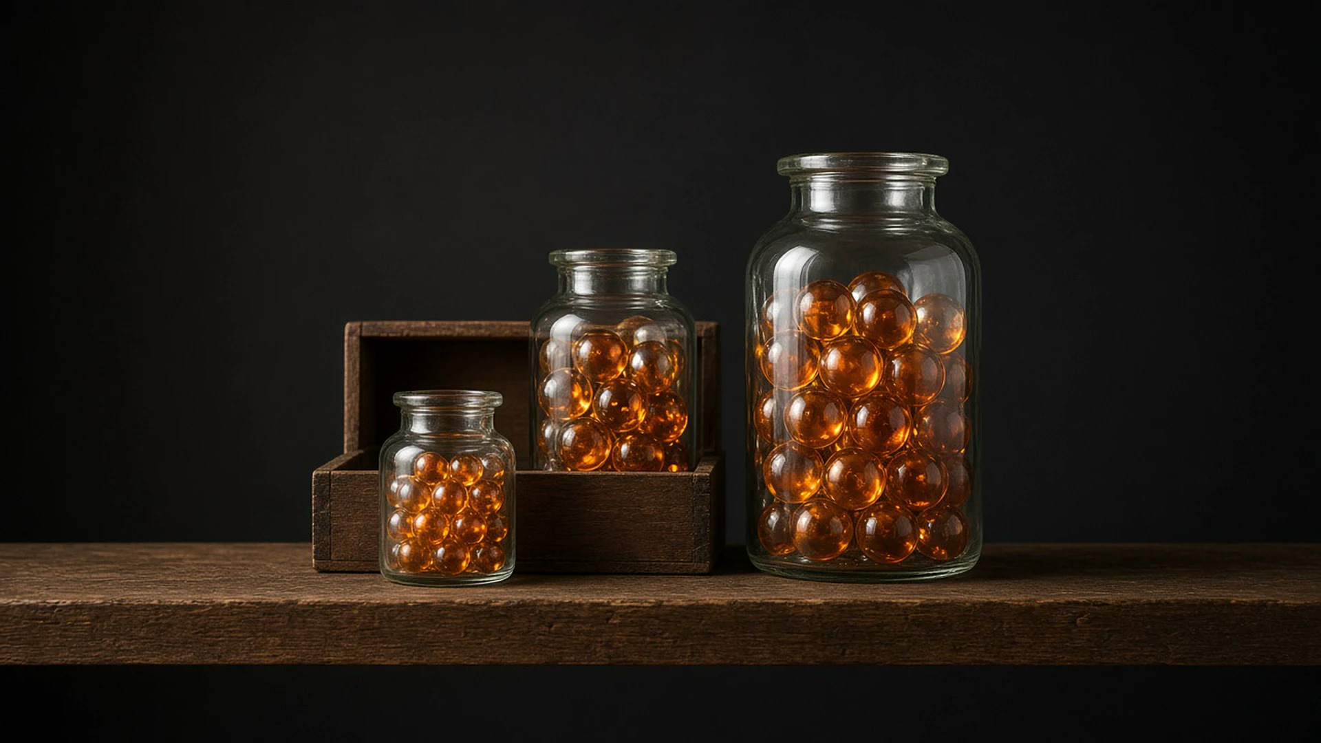 Glass jars of different sizes next to a box only the smaller jars fit in, showing model size versus video memory