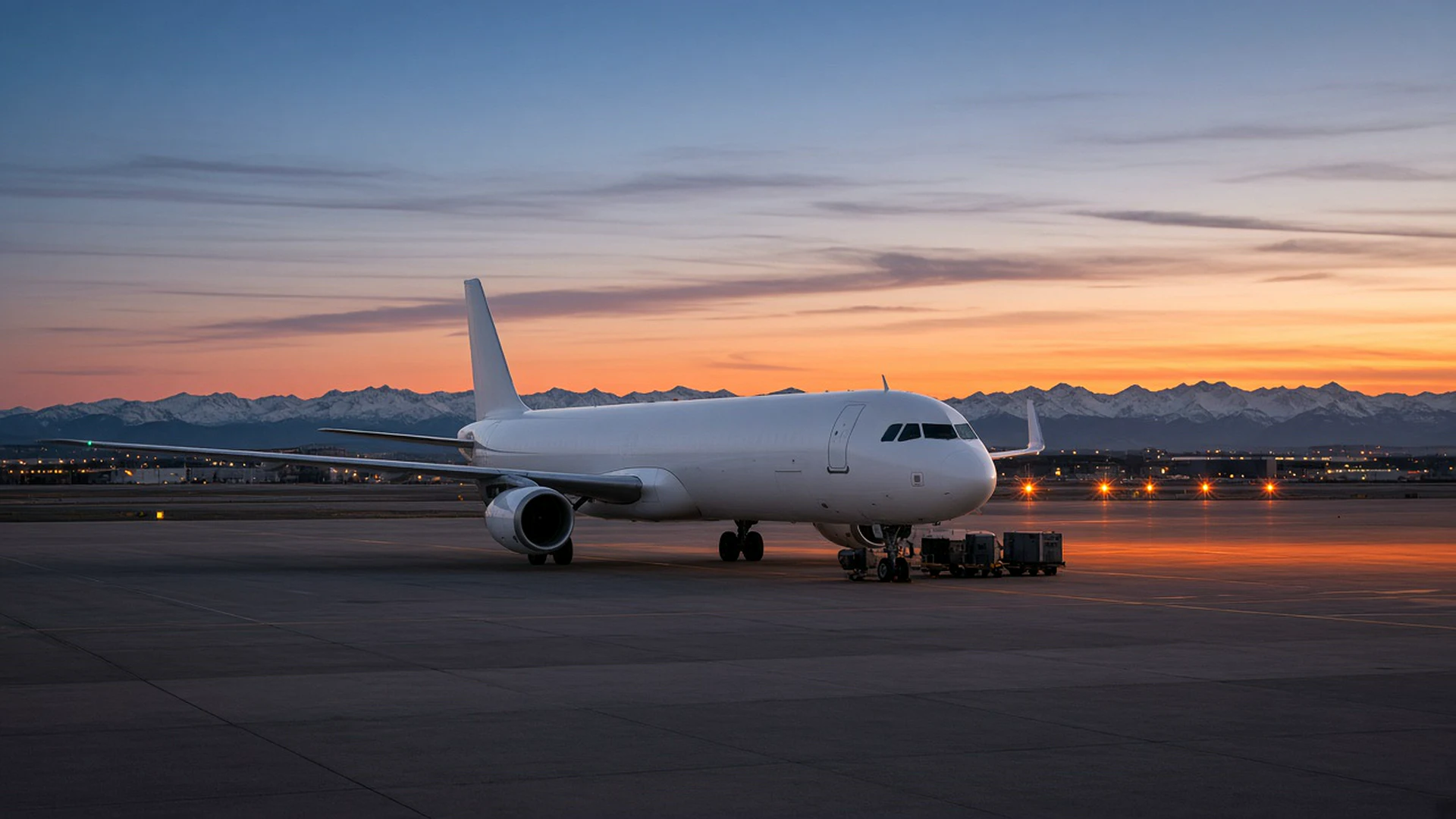 Airport departures area in winter morning light